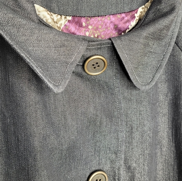Christopher & Banks Denim Jacket lined with pleated back 3 quarter sleeves XL - Picture 6 of 12